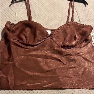 No Boundaries Satin Camisole in Rust